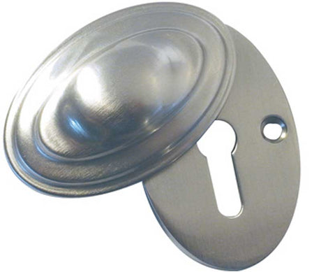 This is an image showing the Frelan - Oval Covered Escutcheon Standard Keyway - Satin Nickel available to order from T.H. Wiggans Ironmongery in Kendal