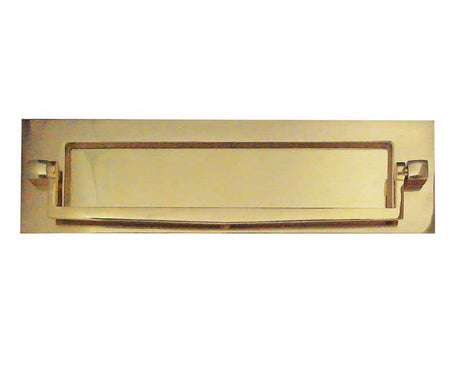 This is an image showing the Frelan - Sprung Letter Plate with Postal Knocker 250x76mm - Polished Brass available to order from T.H. Wiggans Ironmongery in Kendal