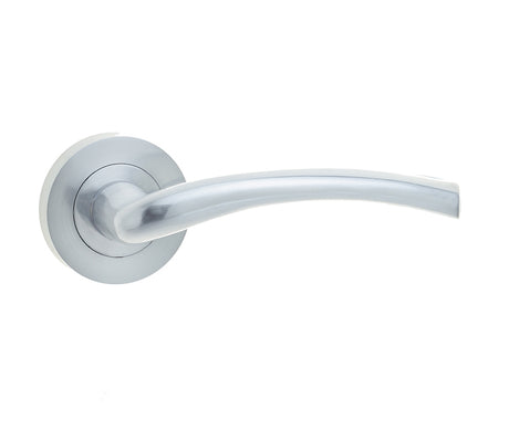 This is an image showing the Frelan - Opal Levers on Round Rose - Satin Chrome available to order from T.H. Wiggans Ironmongery in Kendal