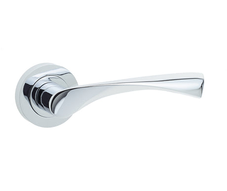 This is an image showing the Frelan - Comet Levers on Round Rose - Polished Chrome available to order from T.H. Wiggans Ironmongery in Kendal