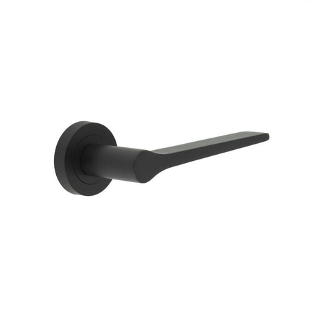 This is an image showing the Frelan - Geo Door Handle in Matt Black available to order from T.H. Wiggans Ironmongery in Kendal