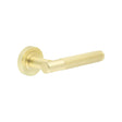 This is an image showing the Frelan - Venice Satin Brass Lever on rose available to order from T.H. Wiggans Ironmongery in Kendal