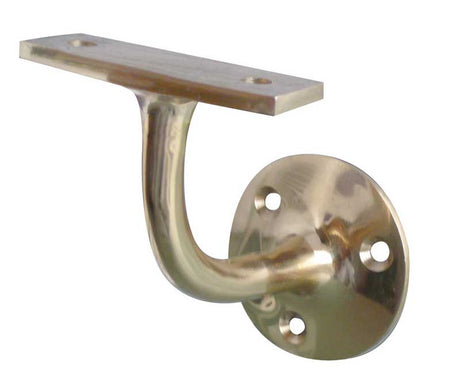 This is an image showing the Frelan - 64mm Handrail Bracket - Polished Brass available to order from T.H. Wiggans Ironmongery in Kendal