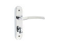 This is an image showing the Frelan - Lorenzo Kontrax Suite Door Handle on Bathroom Plate Polished Chrome/Sat available to order from T.H. Wiggans Ironmongery in Kendal