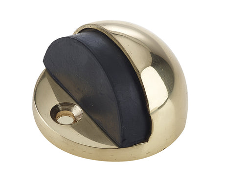 This is an image showing the Frelan - Oval Floor Mounted Door Stop - Polished Brass available to order from T.H. Wiggans Ironmongery in Kendal