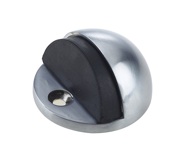 This is an image showing the Frelan - Oval Floor Mounted Door Stop - Satin Chrome available to order from T.H. Wiggans Ironmongery in Kendal