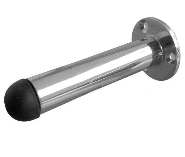 This is an image showing the Frelan - 64mm Cylinder Wall Mounted Door Stop on Rose - Polished Chrome available to order from T.H. Wiggans Ironmongery in Kendal