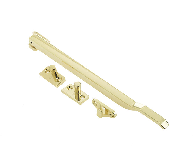 This is an image showing the Frelan - Modern 250mm Non- Lockable Casement Stay - Polished Brass available to order from T.H. Wiggans Ironmongery in Kendal