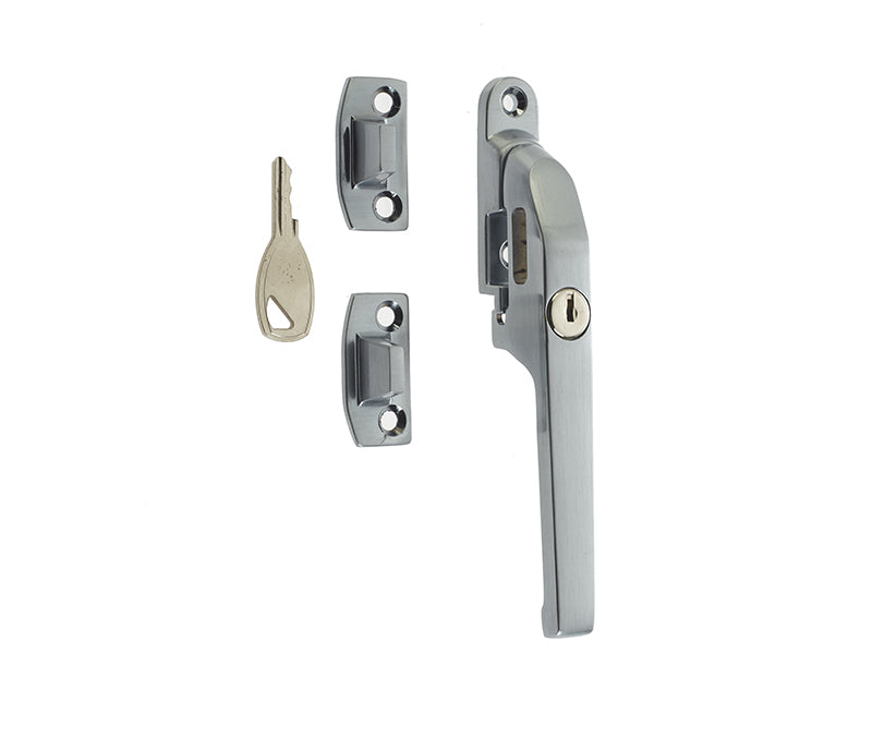 This is an image showing the Frelan - Modern NV Lockable Casement Fastener - Satin Chrome available to order from T.H. Wiggans Ironmongery in Kendal