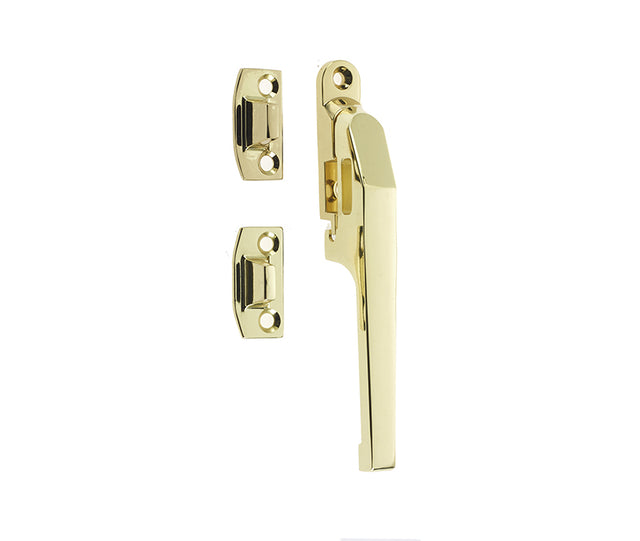 This is an image showing the Frelan - Modern NV Non Lockable Casement Fastener - Polished Brass available to order from T.H. Wiggans Ironmongery in Kendal