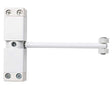 This is an image showing the Frelan - White spring arm door closer available to order from T.H. Wiggans Ironmongery in Kendal