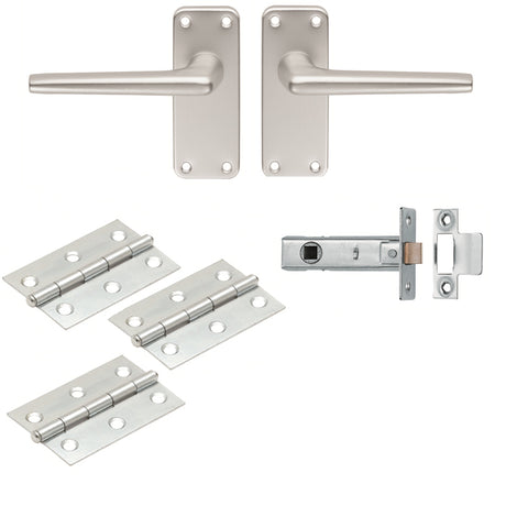This image shows Carlisle Brass - ALUMINIUM LEVER LATCH INTERNAL PACK C/W SAA22 HANDLES 2.5Â¢â€šÂ¬Â TUBULAR LATCH & 1.5 PAIR OF HINGES - saa22-3intb available from T.H. Wiggans Ironmongery in Kendal.