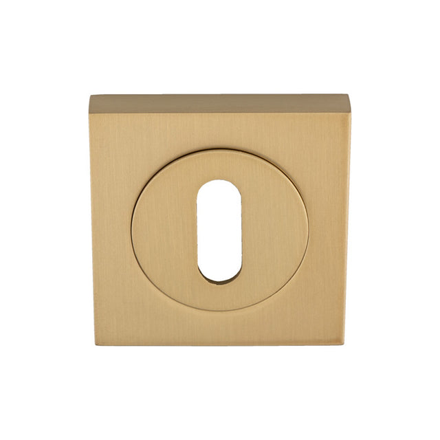 This image shows Serozzetta - Square Standard Lock Profile Escutcheon - Satin Brass - szm003sqsb available from T.H. Wiggans Ironmongery in Kendal.