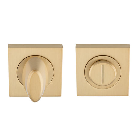 This image shows Serozzetta - Square Thumbturn and Release-Satin Brass-51mm x 51mm - szm004sqsb available from T.H. Wiggans Ironmongery in Kendal.