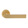 This image shows Serozzetta - Edge Lever on Round Rose - Satin Brass - szm210sb available from T.H. Wiggans Ironmongery in Kendal.