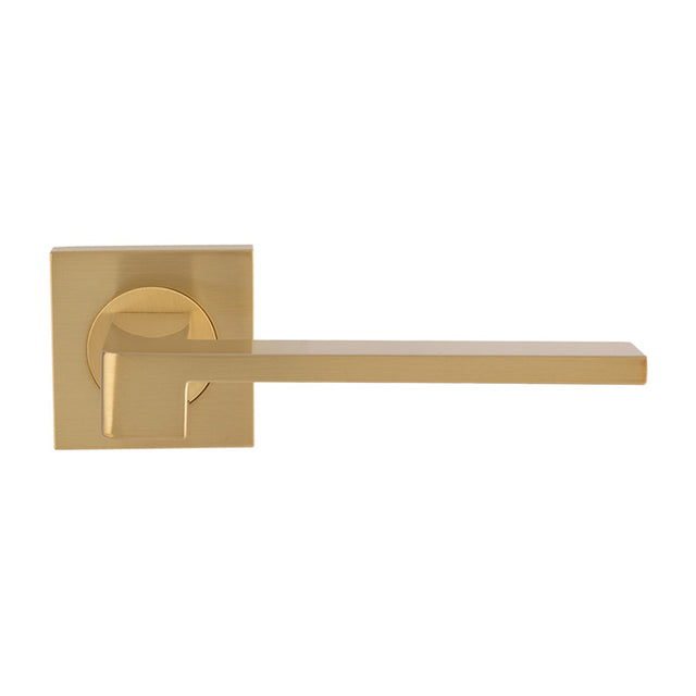 This image shows Serozzetta - Equi Lever on Square Rose - Satin Brass - szm370sb available from T.H. Wiggans Ironmongery in Kendal.