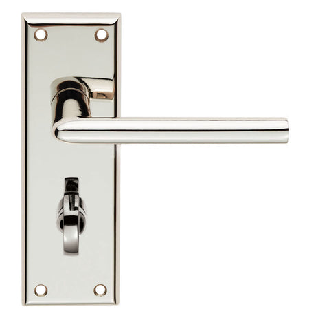 This image shows Serozzetta - dieci lever on face-fix backplate - bathroom 57mm - polished nickel - szr013pn available from T.H. Wiggans Ironmongery in Kendal.