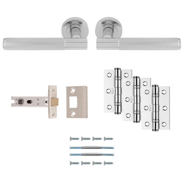 This image shows Serozzetta - Lagos Latch Pack - Ultimate Door Pack - Polished Chrome - udp010cp-intb available from T.H. Wiggans Ironmongery in Kendal.