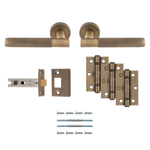This image shows Serozzetta - Lagos Latch Pack - Ultimate Door Pack - Antique Brass - udp010ab-intb available from T.H. Wiggans Ironmongery in Kendal.