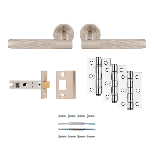 This image shows Serozzetta - Lagos Latch Pack - Ultimate Door Pack - Satin Nickel - udp010sn-intb available from T.H. Wiggans Ironmongery in Kendal.