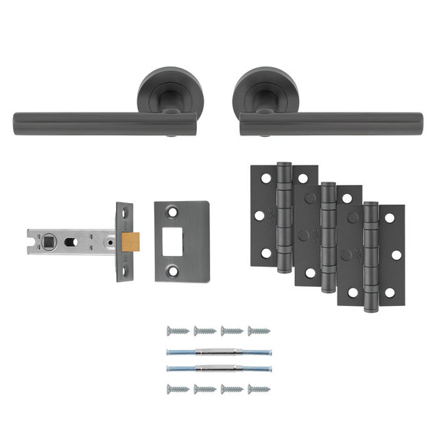 This image shows Carlisle Brass - FARO LATCH PACK - ULTIMATE DOOR PACK - Anthracite - udp011ant-intb available from T.H. Wiggans Ironmongery in Kendal.