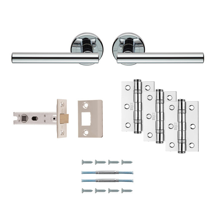 This image shows Carlisle Brass - Faro Latch Pack - Ultimate Door Pack - Polished Chrome - udp011cp-intb available from T.H. Wiggans Ironmongery in Kendal.