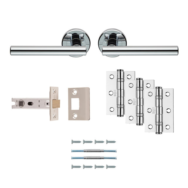 This image shows Carlisle Brass - Faro Latch Pack - Ultimate Door Pack - Polished Chrome - udp011cp-intb available from T.H. Wiggans Ironmongery in Kendal.
