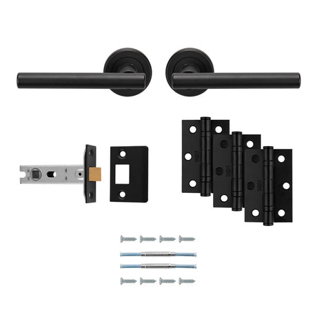 This image shows Carlisle Brass - Faro Latch Pack - Ultimate Door Pack - Matt Black - udp011mb-intb available from T.H. Wiggans Ironmongery in Kendal.