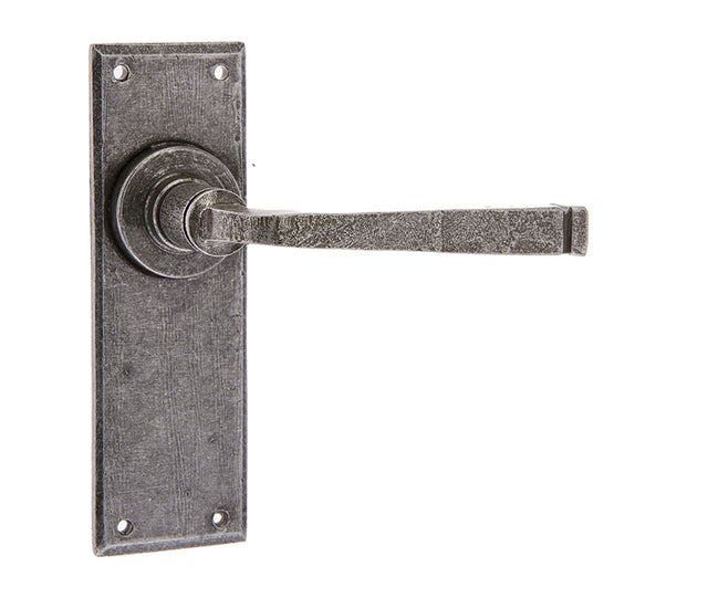 This is an image showing the Frelan - Valley Forge Lever Latch Handles on Backplate - Pewter available to order from T.H. Wiggans Ironmongery in Kendal