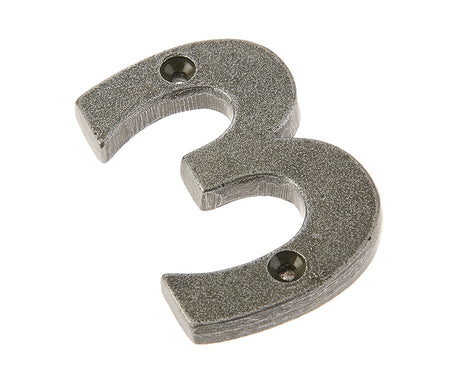 This is an image showing the Frelan - Valley Forge 75mm Numeral 3 - Pewter available to order from T.H. Wiggans Ironmongery in Kendal