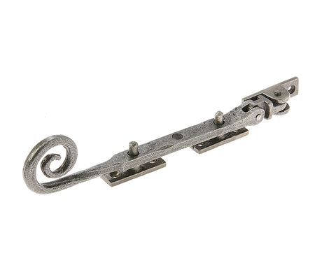 This is an image showing the Frelan - Valley Forge 200mm Curly Tail Casement Stay - Pewter available to order from T.H. Wiggans Ironmongery in Kendal