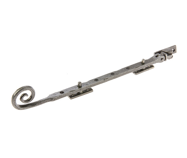 This is an image showing the Frelan - Valley Forge 300mm Curly Tail Casement Stay - Pewter available to order from T.H. Wiggans Ironmongery in Kendal