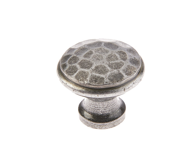 This is an image showing the Frelan - Valley Forge 20mm Hammered Cabinet Knobs - Pewter available to order from T.H. Wiggans Ironmongery in Kendal