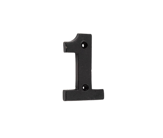 This is an image showing the Frelan - Valley Forge 75mm Numeral 1 - Black available to order from T.H. Wiggans Ironmongery in Kendal