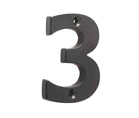 This is an image showing the Frelan - Valley Forge 75mm Numeral 3 - Black available to order from T.H. Wiggans Ironmongery in Kendal