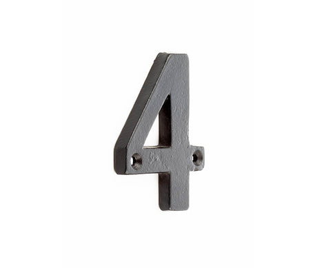 This is an image showing the Frelan - Valley Forge 75mm Numeral 4 - Black available to order from T.H. Wiggans Ironmongery in Kendal