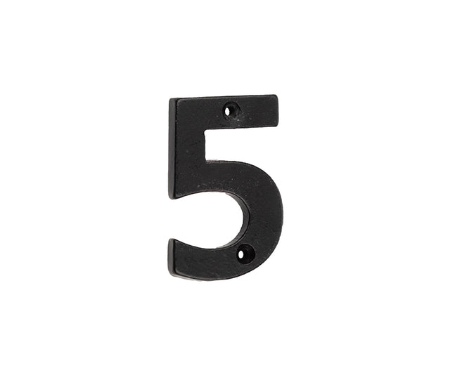 This is an image showing the Frelan - Valley Forge 75mm Numeral 5 - Black available to order from T.H. Wiggans Ironmongery in Kendal