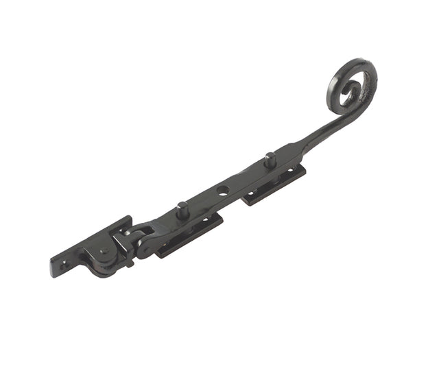 This is an image showing the Frelan - Valley Forge 200mm Curly Tail Casement Stay - Black available to order from T.H. Wiggans Ironmongery in Kendal