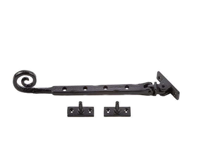 This is an image showing the Frelan - Valley Forge 250mm Curly Tail Casement Stay - Black available to order from T.H. Wiggans Ironmongery in Kendal