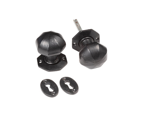 This is an image showing the Frelan - Valley Forge Octagonal Mortice Knobs - Black available to order from T.H. Wiggans Ironmongery in Kendal