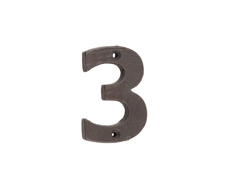 This is an image showing the Frelan - Valley Forge 75mm Numeral 3 - Beeswax available to order from T.H. Wiggans Ironmongery in Kendal