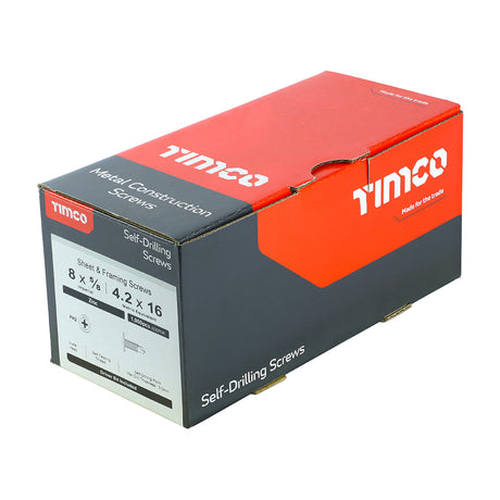 This is an image showing TIMCO Metal Construction Sheet & Framing Screws - PH - Wafer - Self-Drilling - Zinc - 4.2 x 16 - 1000 Pieces Box available from T.H Wiggans Ironmongery in Kendal, quick delivery at discounted prices.