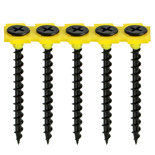 This is an image showing TIMCO Collated Drywall Screws - PH - Bugle - Coarse Thread - Black - 3.5 x 32 - 1000 Pieces Box available from T.H Wiggans Ironmongery in Kendal, quick delivery at discounted prices.