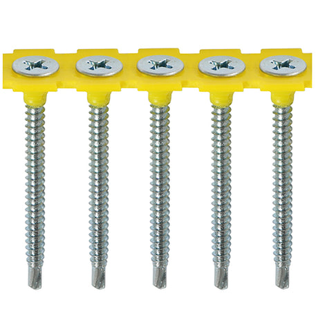 This is an image showing TIMCO Collated Drywall Screws - PH - Bugle - Self Tapping Thread - Self Drilling - Zinc - 3.5 x 50 - 1000 Pieces Box available from T.H Wiggans Ironmongery in Kendal, quick delivery at discounted prices.