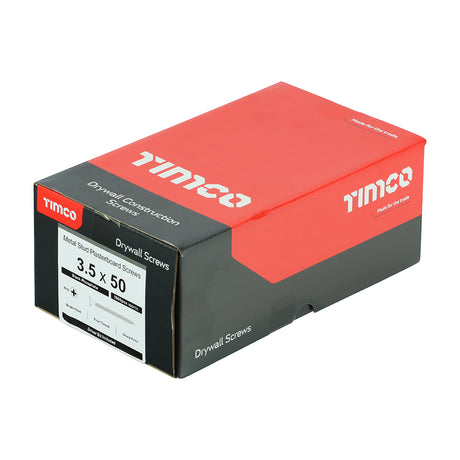 This is an image showing TIMCO Drywall Screws - PH - Bugle - Fine Thread - Grey - 3.5 x 50 - 1000 Pieces Box available from T.H Wiggans Ironmongery in Kendal, quick delivery at discounted prices.