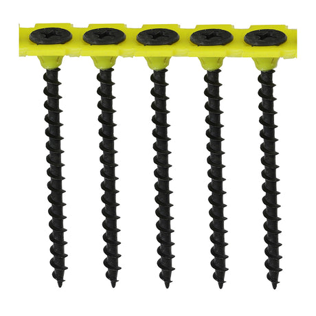 This is an image showing TIMCO Collated Drywall Screws - PH - Bugle - Coarse Thread - Black - 3.5 x 55 - 1000 Pieces Box available from T.H Wiggans Ironmongery in Kendal, quick delivery at discounted prices.