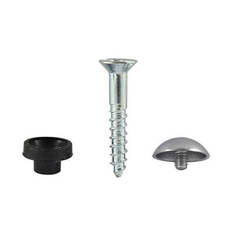 This is an image showing TIMCO Mirror Hanging Screws - Zinc - Chrome Dome - 8 x 2 - 200 Pieces Box available from T.H Wiggans Ironmongery in Kendal, quick delivery at discounted prices.