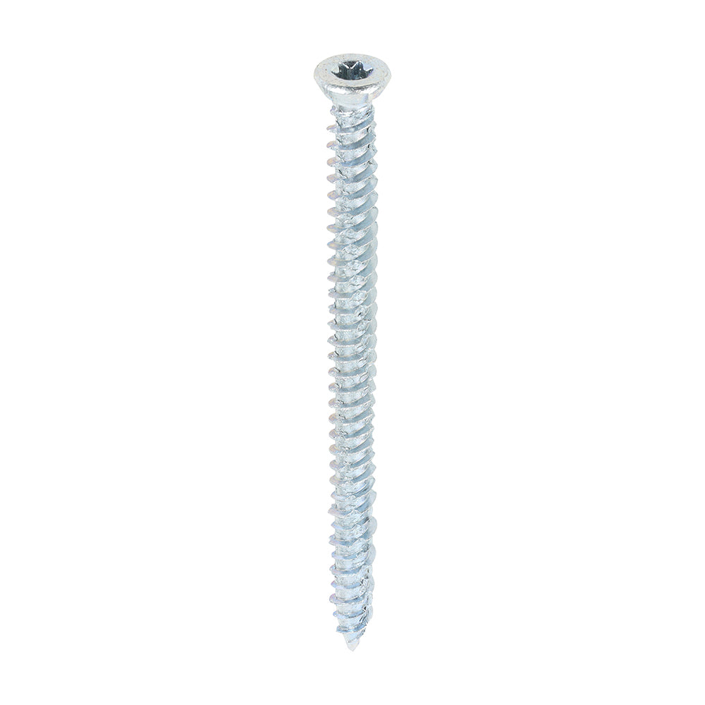 This is an image showing TIMCO Concrete Screws - TX - Flat Countersunk - Zinc - 7.5 x 100 - 100 Pieces Box available from T.H Wiggans Ironmongery in Kendal, quick delivery at discounted prices.