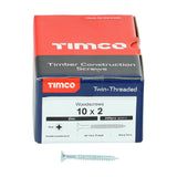 This is an image showing TIMCO Twin-Threaded Woodscrews - PZ - Double Countersunk - Zinc - 10 x 2 - 200 Pieces Box available from T.H Wiggans Ironmongery in Kendal, quick delivery at discounted prices.