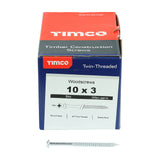 This is an image showing TIMCO Twin-Threaded Woodscrews - PZ - Round - Zinc - 10 x 3 - 200 Pieces Box available from T.H Wiggans Ironmongery in Kendal, quick delivery at discounted prices.